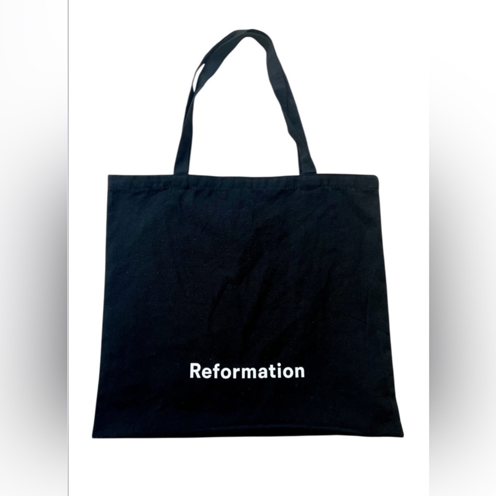 Reformation Black Canvas Tote Shopping Bag Eco Friendly - 18" x 16"